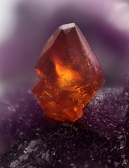 n°103138 - Sphalerite sur fluorite -  Les Rocs (Carrière) - Buxières-les-Mines - Allier