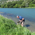 Batée au bord du Rhône