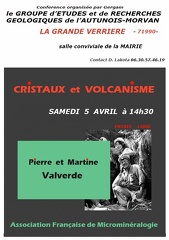 Affiche conférence CRISTAUX et VOLCANISME - AUTUN 2025